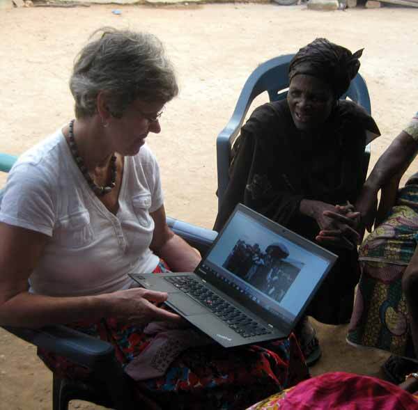 Reviewing images with the Banda Queenmother and her elders, June 2016